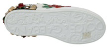 Load image into Gallery viewer, Dolce & Gabbana White Roses Sequined Crystal Womens Sneakers Shoes