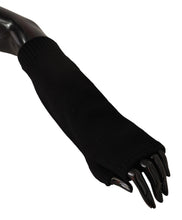 Load image into Gallery viewer, Dolce & Gabbana Black Knitted Fingerless Elbow Length Gloves