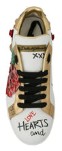 Load image into Gallery viewer, Dolce & Gabbana White Roses Sequined Crystal Womens Sneakers Shoes