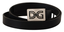 Load image into Gallery viewer, Dolce & Gabbana Elegant Black Leather Belt with Silver Buckle
