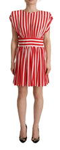 Load image into Gallery viewer, Dolce & Gabbana Elegant Striped Silk A-Line Mini Dress
