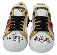 Load image into Gallery viewer, Dolce & Gabbana White Roses Sequined Crystal Womens Sneakers Shoes