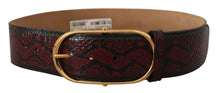 Load image into Gallery viewer, Dolce & Gabbana Elegant Red Python Leather Belt with Gold Buckle