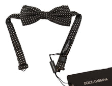 Load image into Gallery viewer, Dolce & Gabbana Elegant Silk Black Bow Tie with Metal Clasp Detail