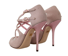 Load image into Gallery viewer, Dolce & Gabbana Pink Glitter Peep Toe High Heels Sandals