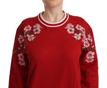 Load image into Gallery viewer, Dolce & Gabbana Elegant Red Crewneck Pullover with Floral Motif
