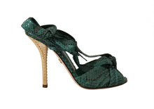 Load image into Gallery viewer, Dolce & Gabbana Emerald Exotic Leather Heeled Sandals