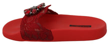 Load image into Gallery viewer, Dolce & Gabbana Floral Lace Crystal-Embellished Slide Flats