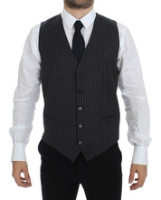 Load image into Gallery viewer, Dolce & Gabbana Gray Striped Wool Single Breasted Vest