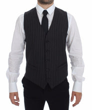 Load image into Gallery viewer, Dolce & Gabbana Gray Striped Wool Logo Vest Gilet Weste