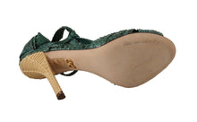 Load image into Gallery viewer, Dolce & Gabbana Emerald Exotic Leather Heeled Sandals