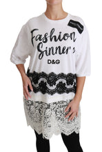 Load image into Gallery viewer, Dolce & Gabbana White Fashion Sinner Cotton Lace T-shirt Top