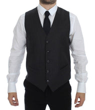 Load image into Gallery viewer, Dolce & Gabbana Gray Striped Wool Single Breasted Vest