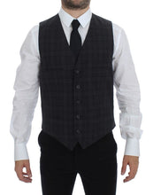 Load image into Gallery viewer, Dolce & Gabbana Gray Checkered Formal Dress Vest Gilet