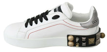 Load image into Gallery viewer, Dolce & Gabbana White Leather Crystal Roses Floral Sneakers Shoes