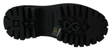 Load image into Gallery viewer, Dolce & Gabbana Elegant Black Leather Combat Boots with Crystal Detail