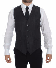 Load image into Gallery viewer, Dolce & Gabbana Gray Striped Wool Logo Vest Gilet Weste