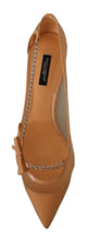 Load image into Gallery viewer, Dolce & Gabbana Elegant Beige Mesh Pumps with Silver Chains