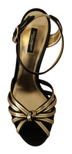 Load image into Gallery viewer, Dolce & Gabbana Elegant Black Gold Ankle Strap Heels Sandals