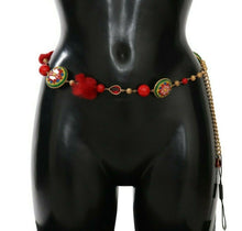 Load image into Gallery viewer, Dolce & Gabbana Gold  Red Fur Crystal Waist Gold Belt