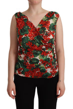 Load image into Gallery viewer, Dolce & Gabbana Elegant V-Neck Geranium Print Silk Tank Top