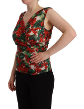 Load image into Gallery viewer, Dolce & Gabbana Elegant V-Neck Geranium Print Silk Tank Top