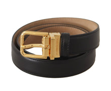 Load image into Gallery viewer, Dolce & Gabbana Elegant Black Leather Belt with Engraved Metal Buckle