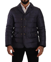 Load image into Gallery viewer, Dolce & Gabbana Blue Silk Goat Coat Blouson Winter Jacket