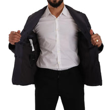 Load image into Gallery viewer, Dolce & Gabbana Blue Silk Goat Coat Blouson Winter Jacket