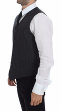 Load image into Gallery viewer, Dolce & Gabbana Gray Striped Wool Logo Vest Gilet Weste