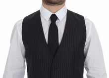 Load image into Gallery viewer, Dolce & Gabbana Gray Striped Wool Logo Vest Gilet Vests