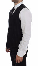 Load image into Gallery viewer, Dolce & Gabbana Black Striped Wool Logo Vest Gilet Weste