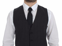 Load image into Gallery viewer, Dolce & Gabbana Gray Striped Wool Logo Vest Gilet Weste