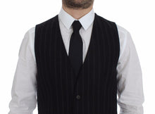 Load image into Gallery viewer, Dolce & Gabbana Black Striped Wool Logo Vest Gilet Weste