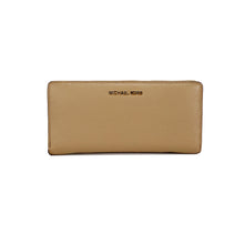 Load image into Gallery viewer, Michael Kors Jet Set Travel Large Camel Leather Continental Wristlet Wallet