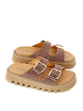 Load image into Gallery viewer, Casadei Elegant Brown Suede Sandal Slipper with Buckles
