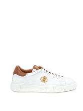 Load image into Gallery viewer, Roberto Cavalli Elegant White Leather Sneakers with Gold Accents
