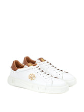 Load image into Gallery viewer, Roberto Cavalli Elegant White Leather Sneakers with Gold Accents
