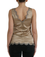 Load image into Gallery viewer, Dolce &amp; Gabbana Brown Lace Trim V-neck Sleeveless Tank Top
