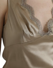 Load image into Gallery viewer, Dolce &amp; Gabbana Brown Lace Trim V-neck Sleeveless Tank Top
