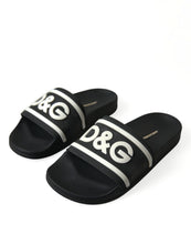 Load image into Gallery viewer, Dolce &amp; Gabbana Black Rubber Beachwear Slippers Sandals Shoes
