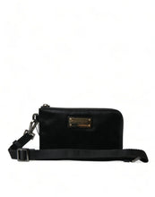 Load image into Gallery viewer, Dolce &amp; Gabbana Black Nylon Logo Plaque Keyring Pouch Clutch Bag
