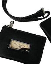 Load image into Gallery viewer, Dolce &amp; Gabbana Black Nylon Logo Plaque Keyring Pouch Clutch Bag
