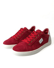 Load image into Gallery viewer, Dolce &amp; Gabbana Red Suede Leather Low Top Sneakers Shoes
