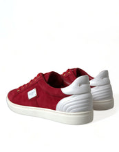 Load image into Gallery viewer, Dolce &amp; Gabbana Red Suede Leather Low Top Sneakers Shoes
