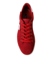 Load image into Gallery viewer, Dolce &amp; Gabbana Red Suede Leather Low Top Sneakers Shoes
