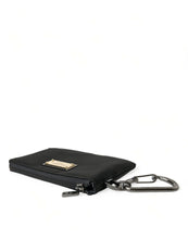 Load image into Gallery viewer, Dolce &amp; Gabbana Black Nylon Logo Plaque Keyring Pouch Clutch Bag
