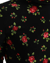 Load image into Gallery viewer, Dolce &amp; Gabbana Black Rose Print Turtle Neck Blouse Top
