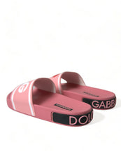 Load image into Gallery viewer, Dolce &amp; Gabbana Pink Leather Slides Beachwear Flats Shoes
