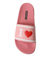 Load image into Gallery viewer, Dolce &amp; Gabbana Pink Leather Slides Beachwear Flats Shoes
